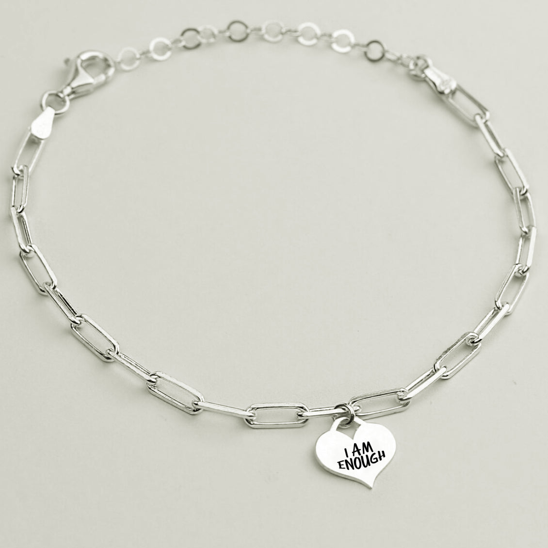 FREE - I Am Enough Heart Paperclip Bracelet