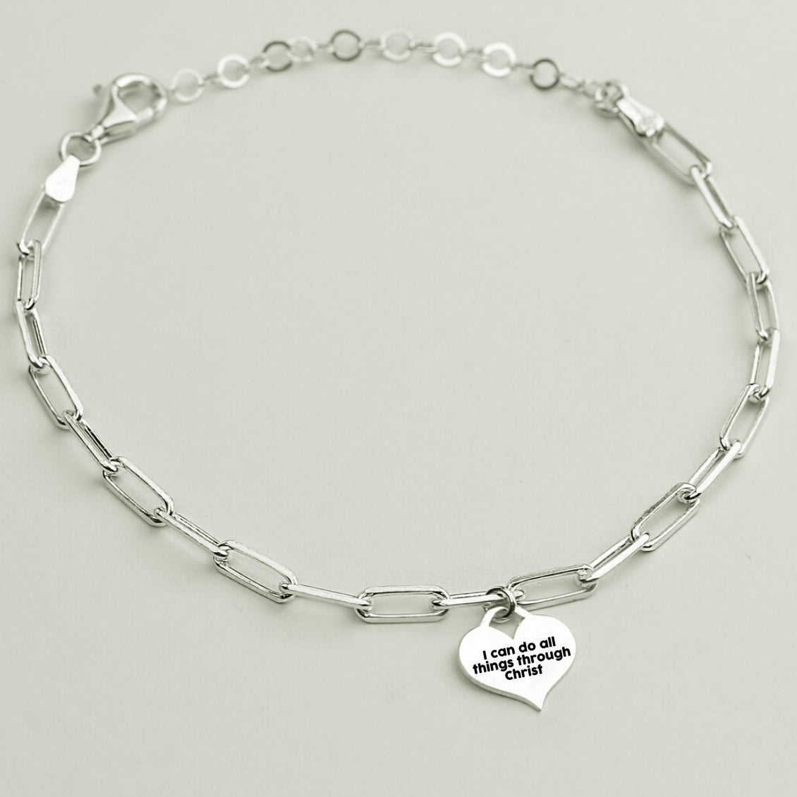 I Can Do All Things Heart Paperclip Bracelet