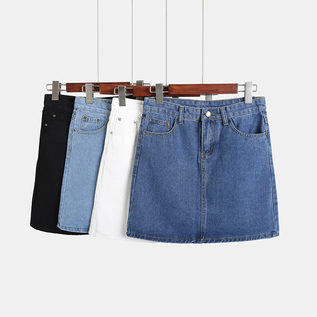 Plus Size Denim Skirt (4 Colors)