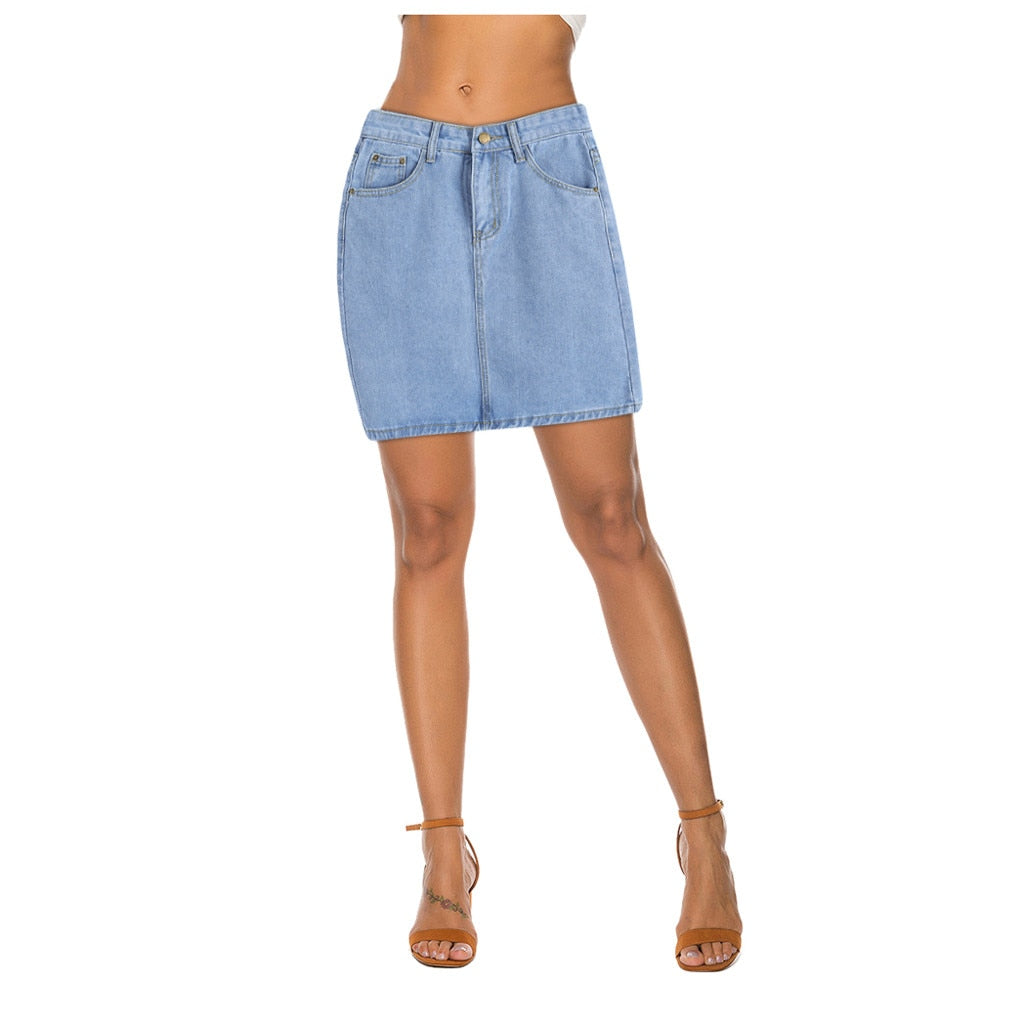Plus Size Denim Skirt (4 Colors)