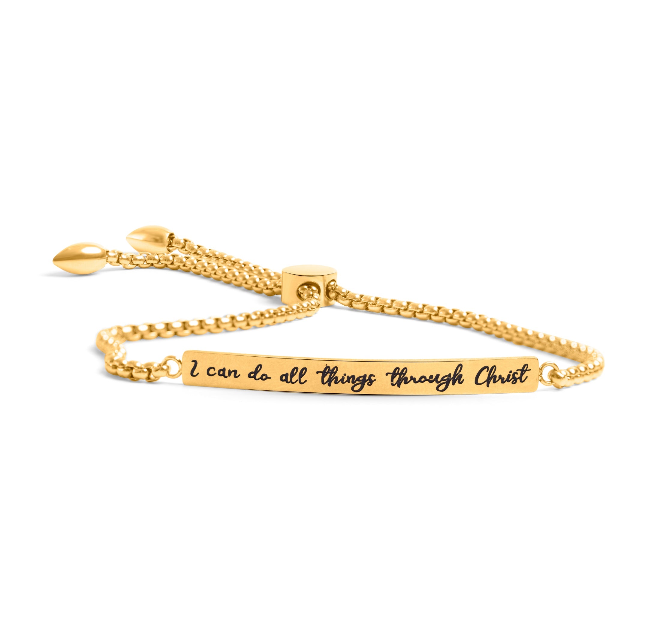 I Can Do All Things Gold Bar Drawstring Bracelet - Exclusive Price