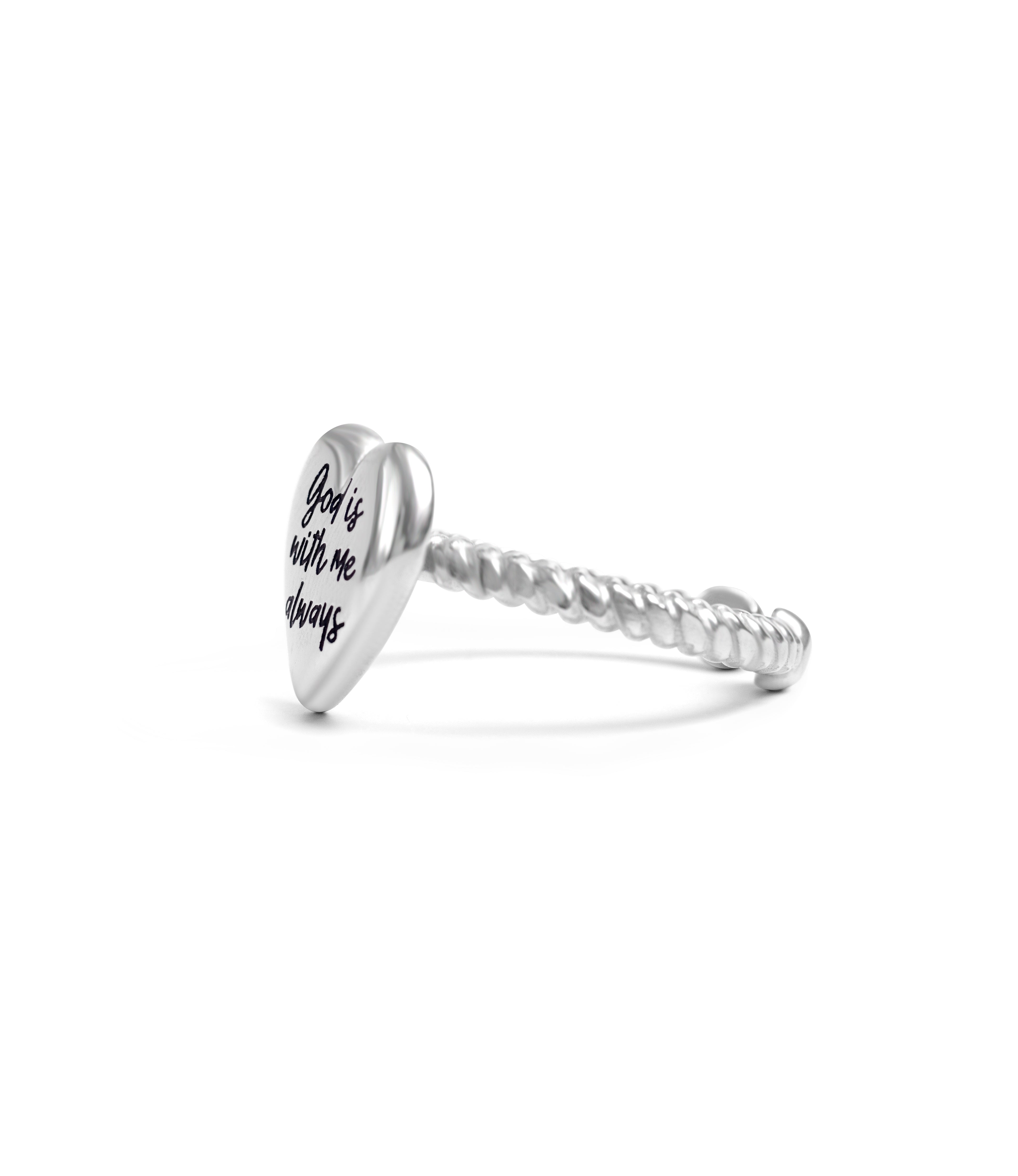 God is With Me Stainless Heart Ring