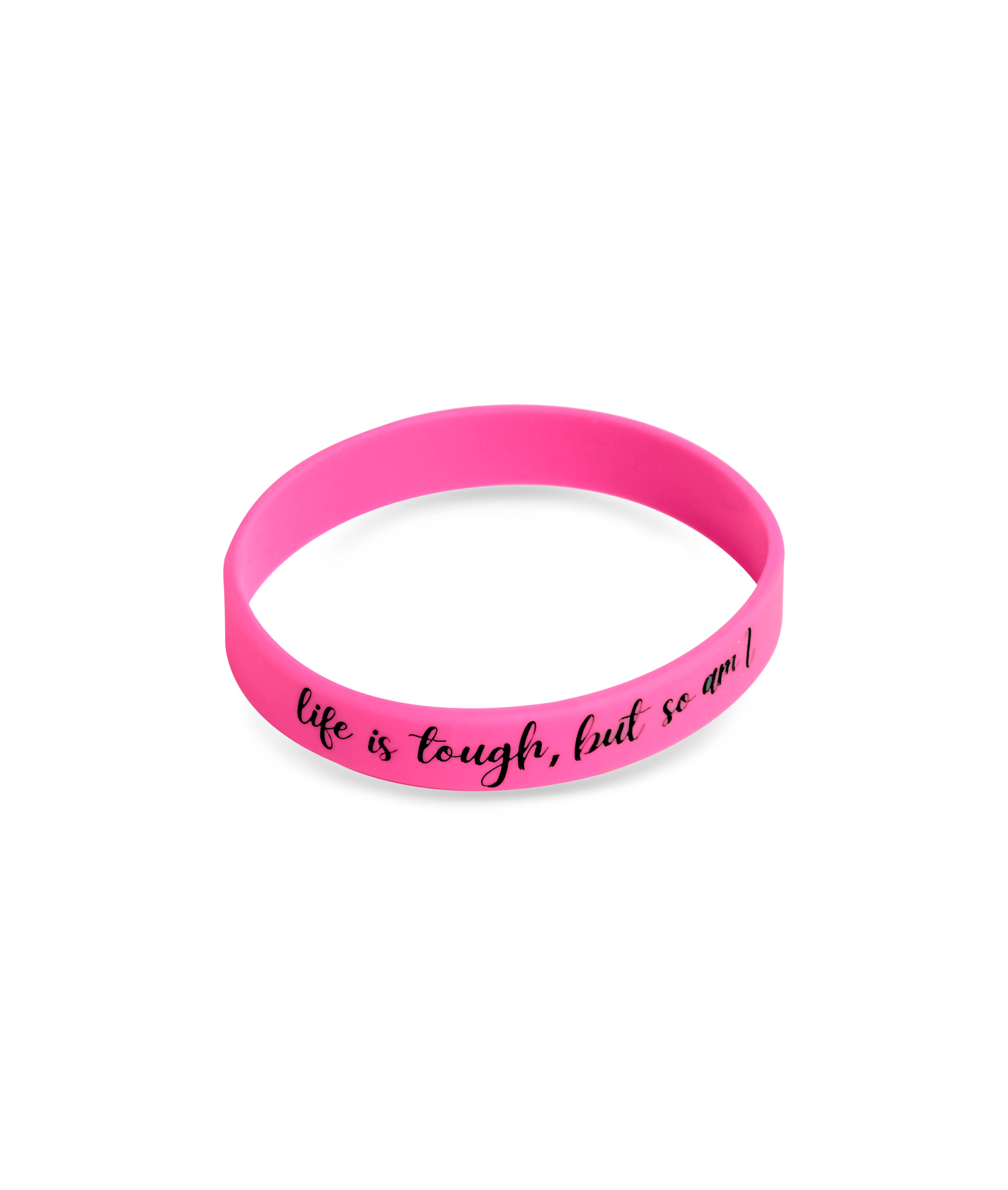 Life is Tough Hot Pink Rubber Bracelet