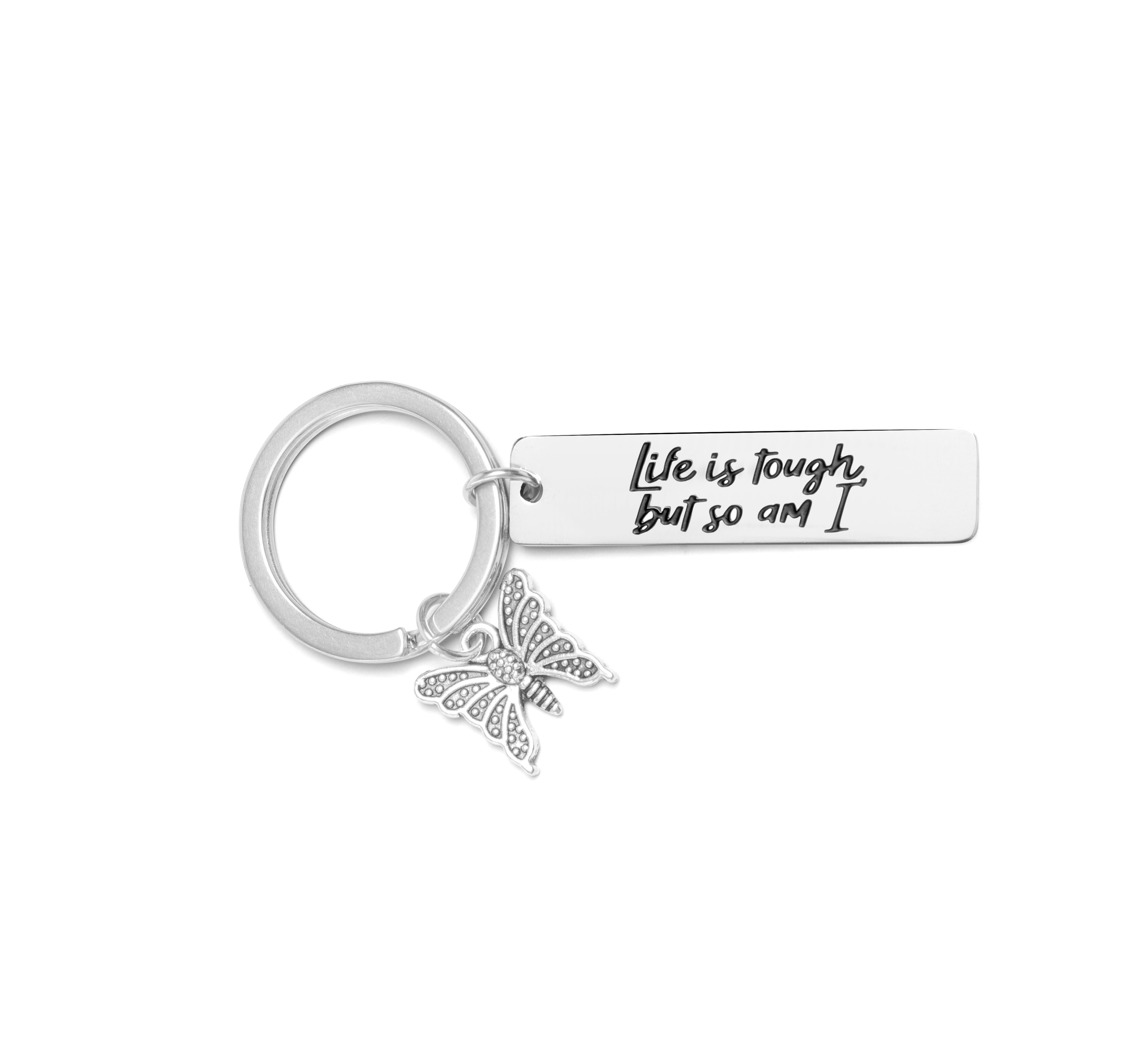 Life is Tough Butterfly Bar Keychain