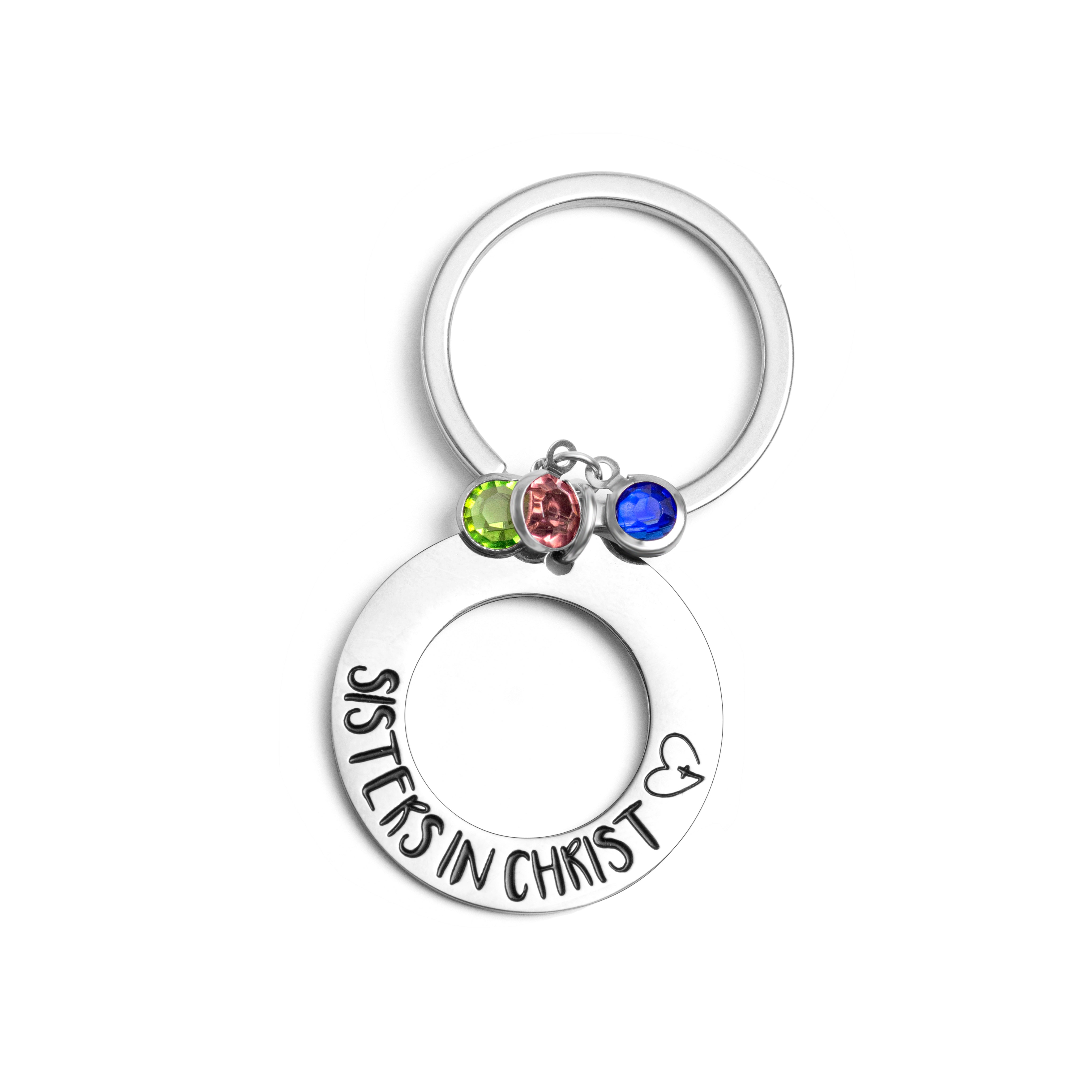 Sisters in Christ Ring Charms Keychain