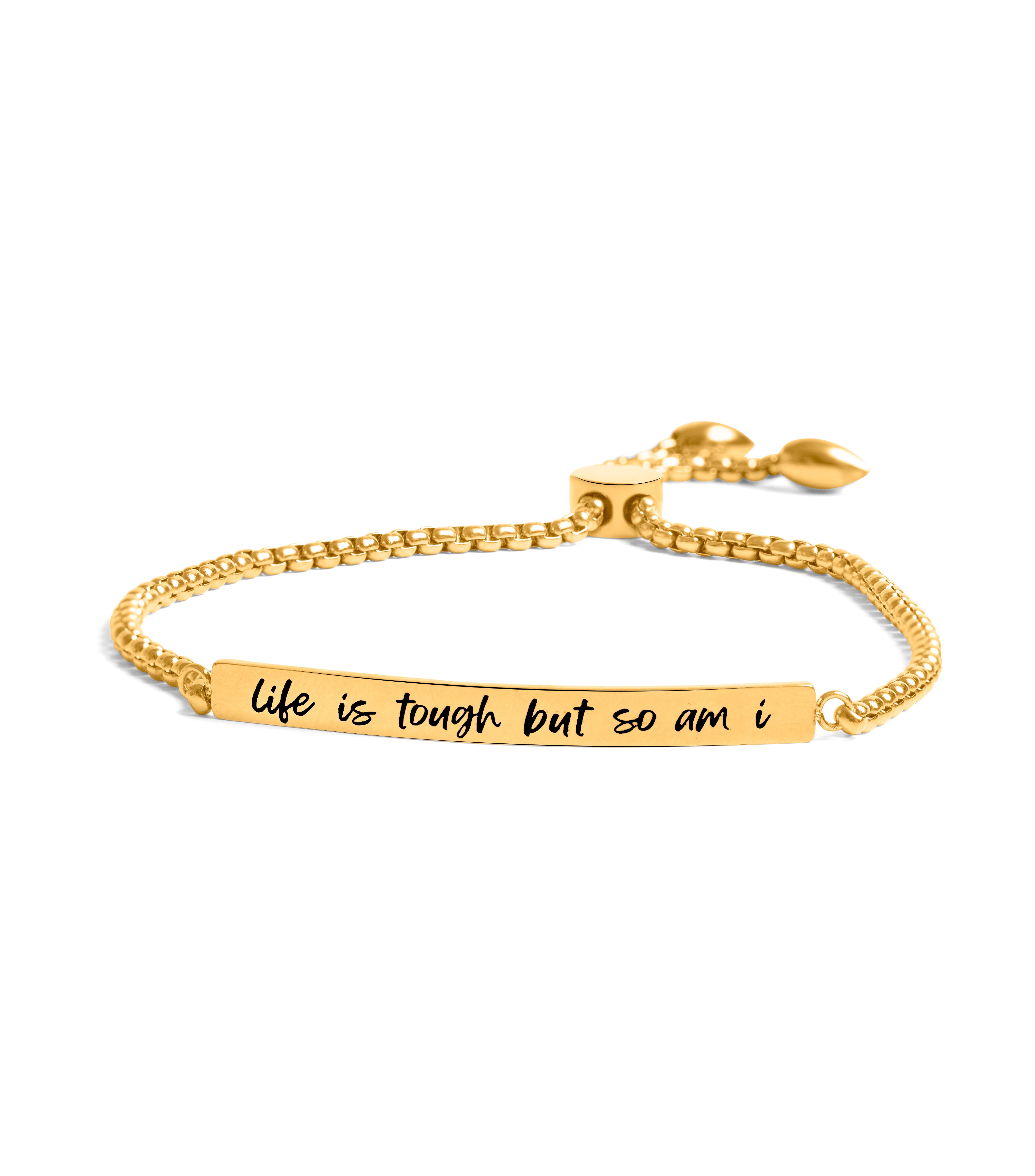 Life is Tough Gold Bar Drawstring Bracelet