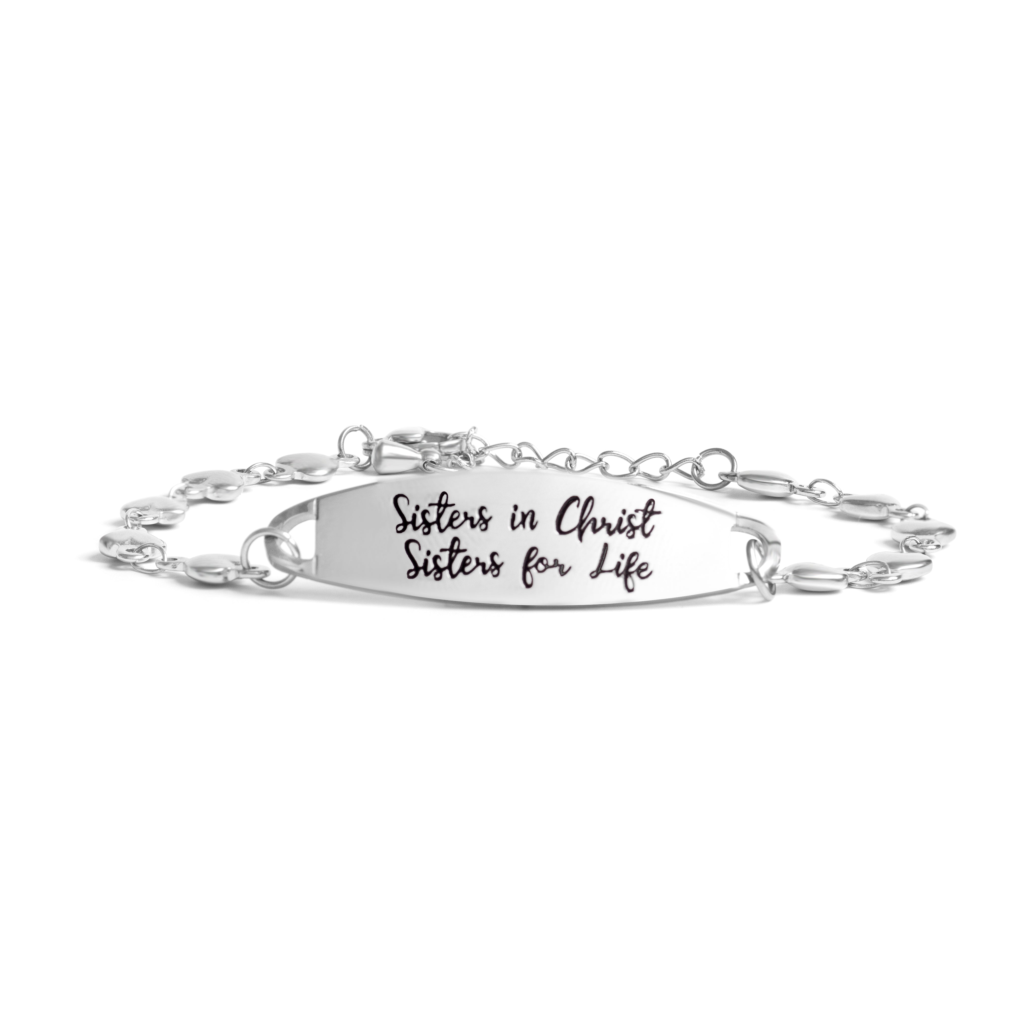 Sisters in Christ Bar Heart Bracelet