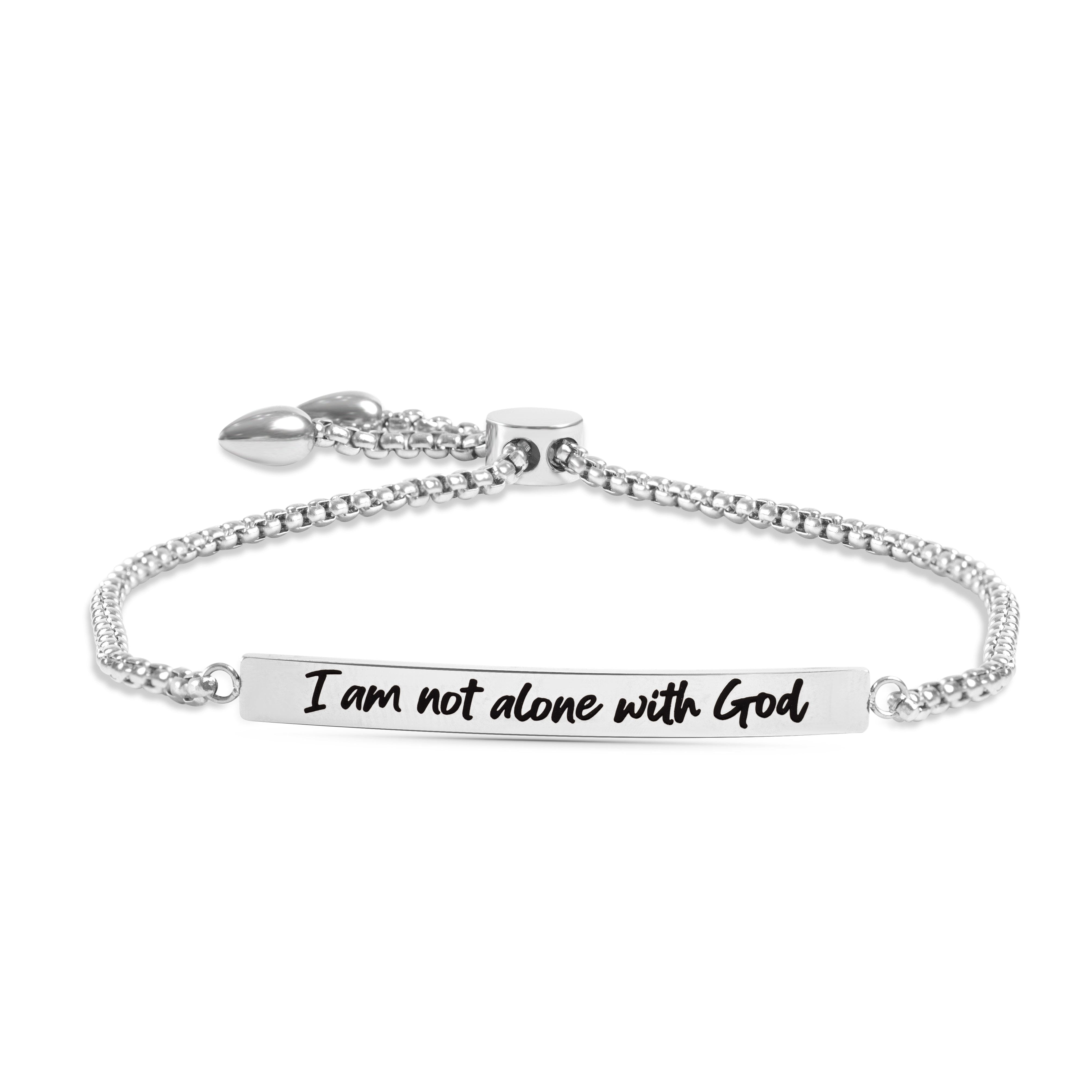 I Am Not Alone Stainless Bar Drawstring Bracelet