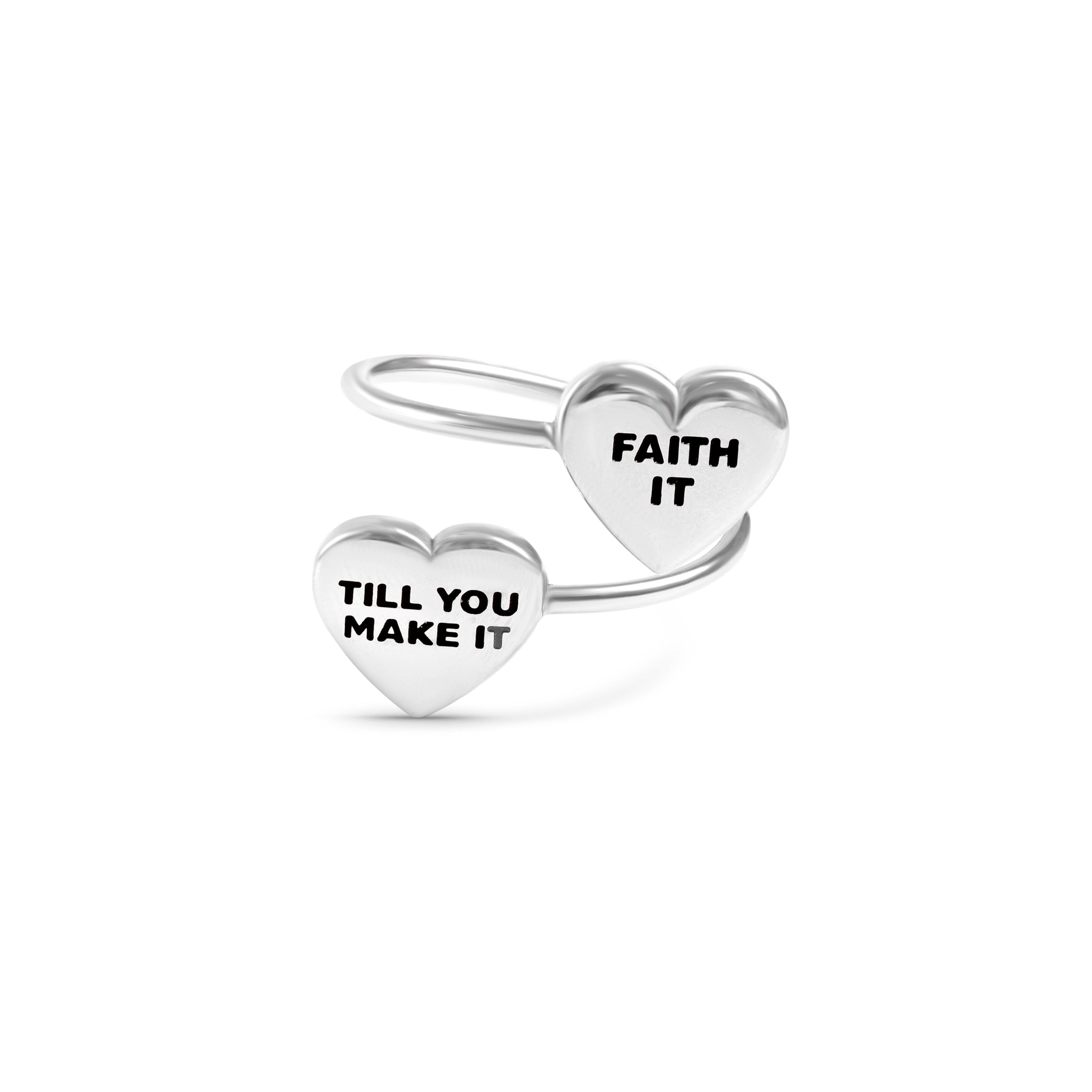 Faith It Heart Twist Ring