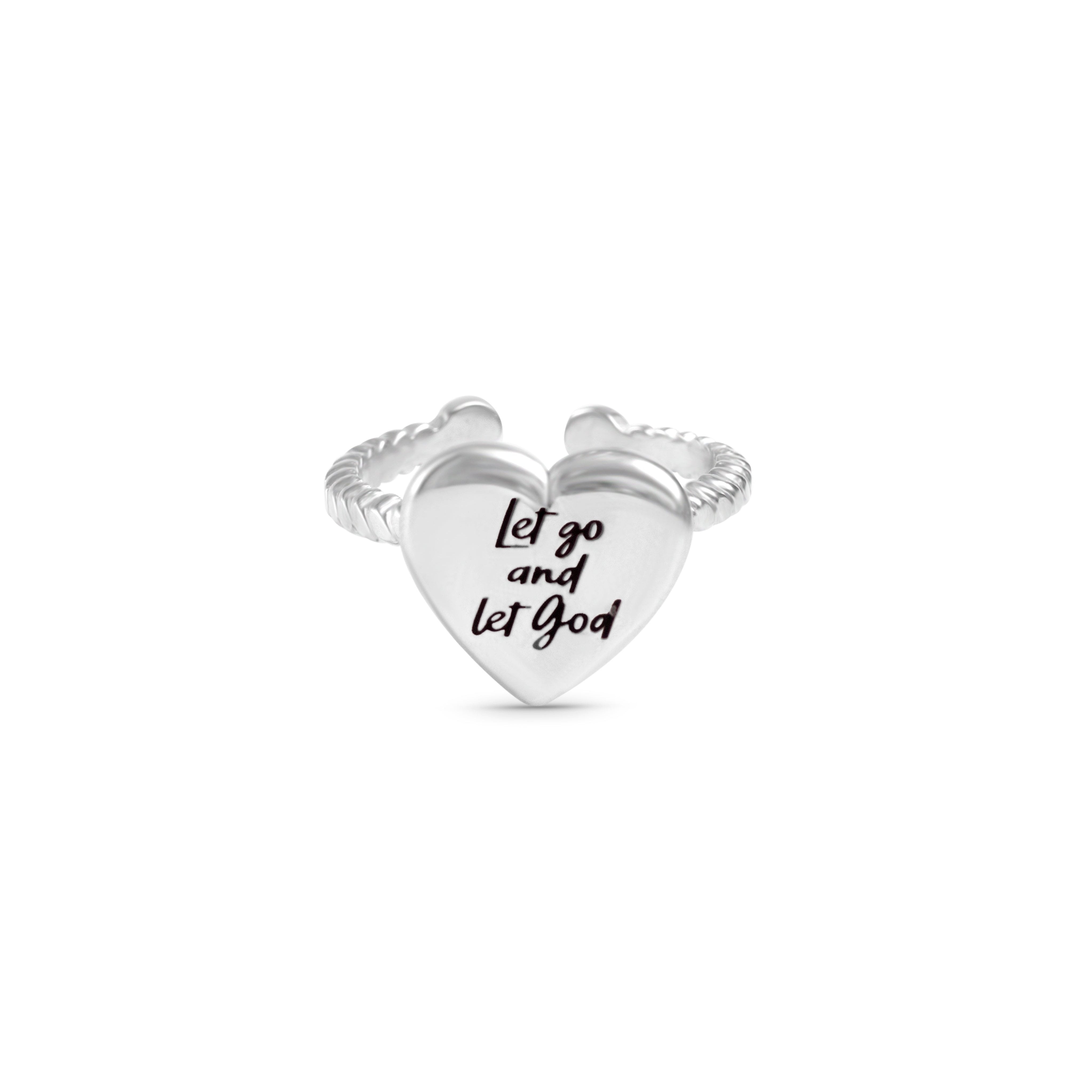 Let Go and Let God Stainless Heart Ring