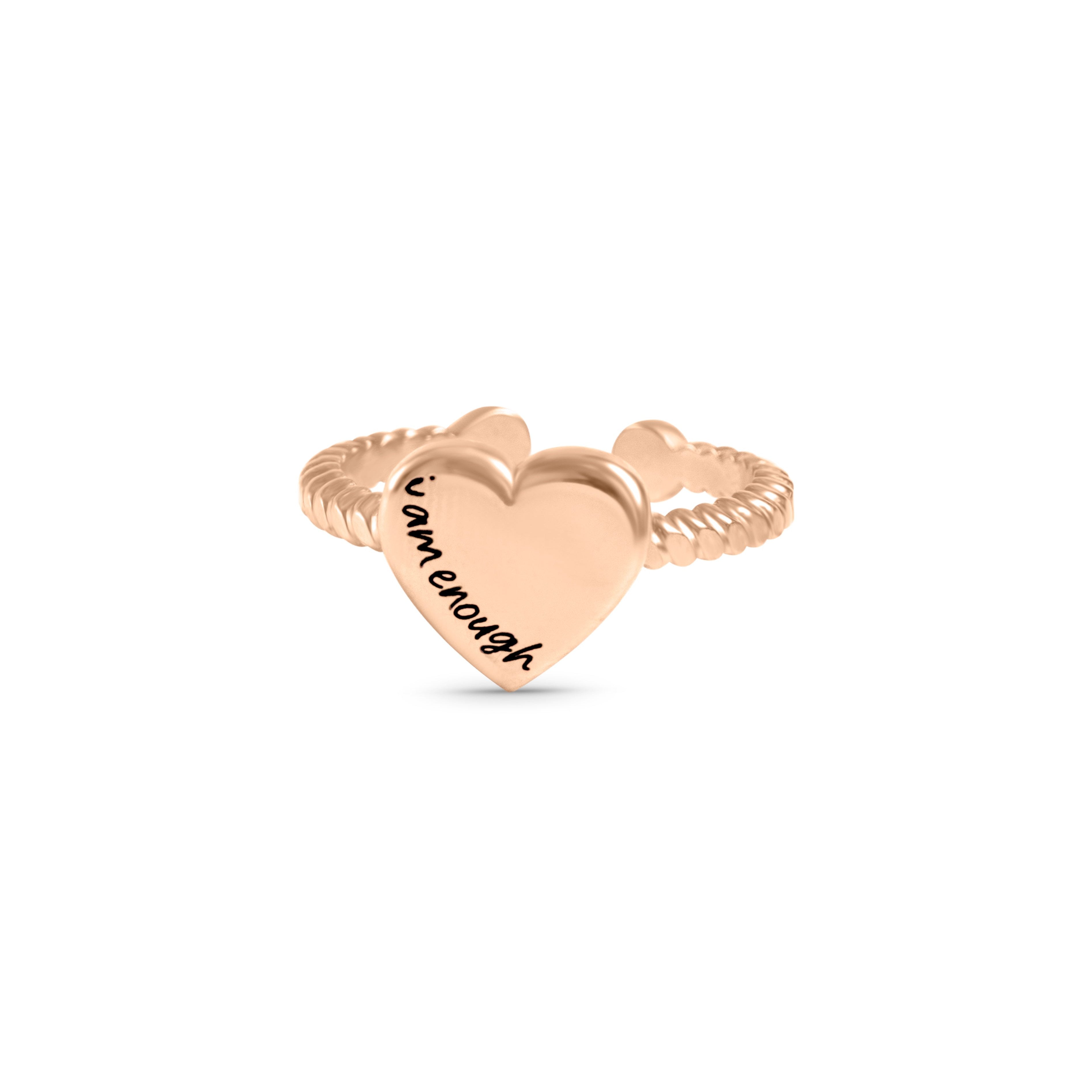 Rose Gold I Am Enough Heart Ring