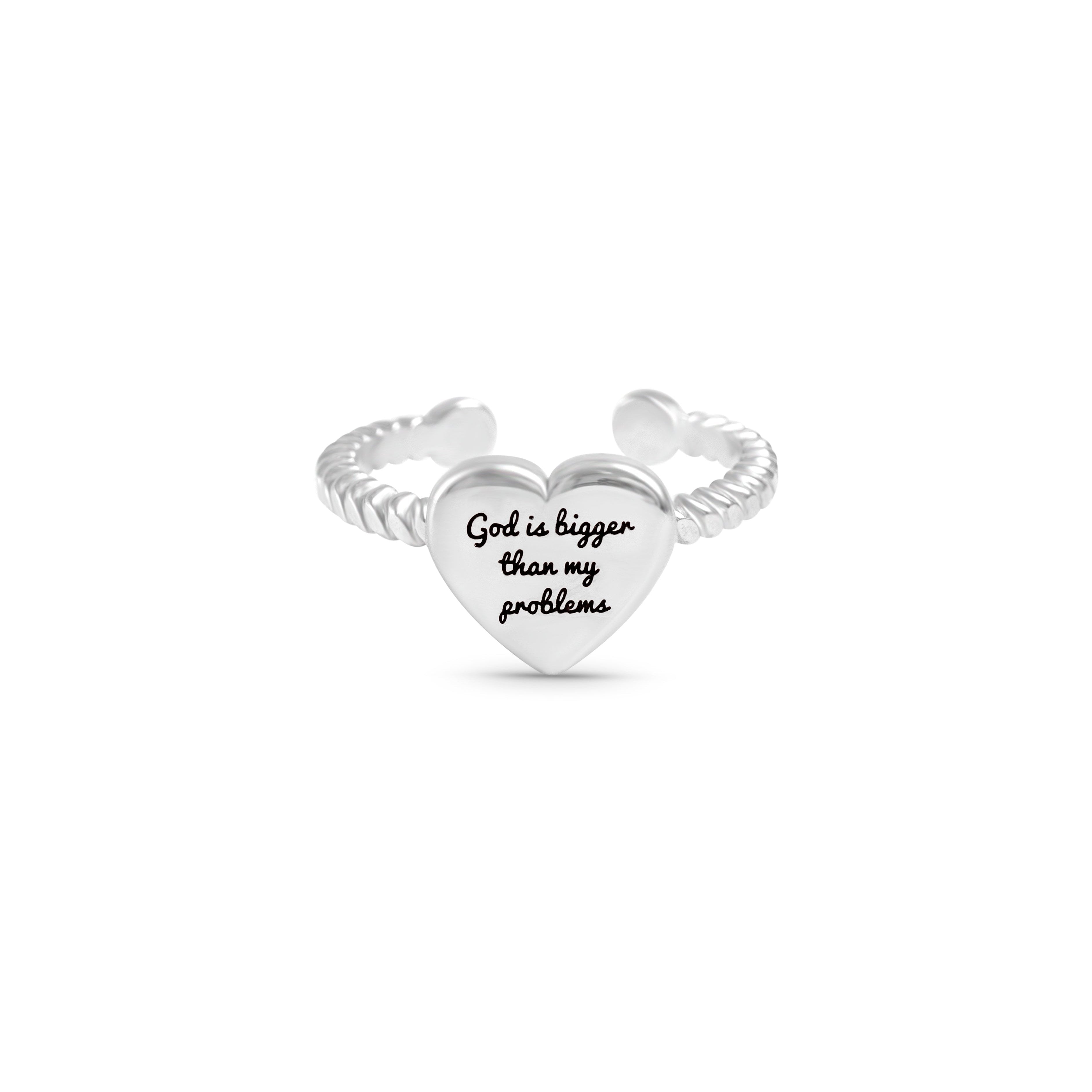 God is Bigger Stainless Heart Ring