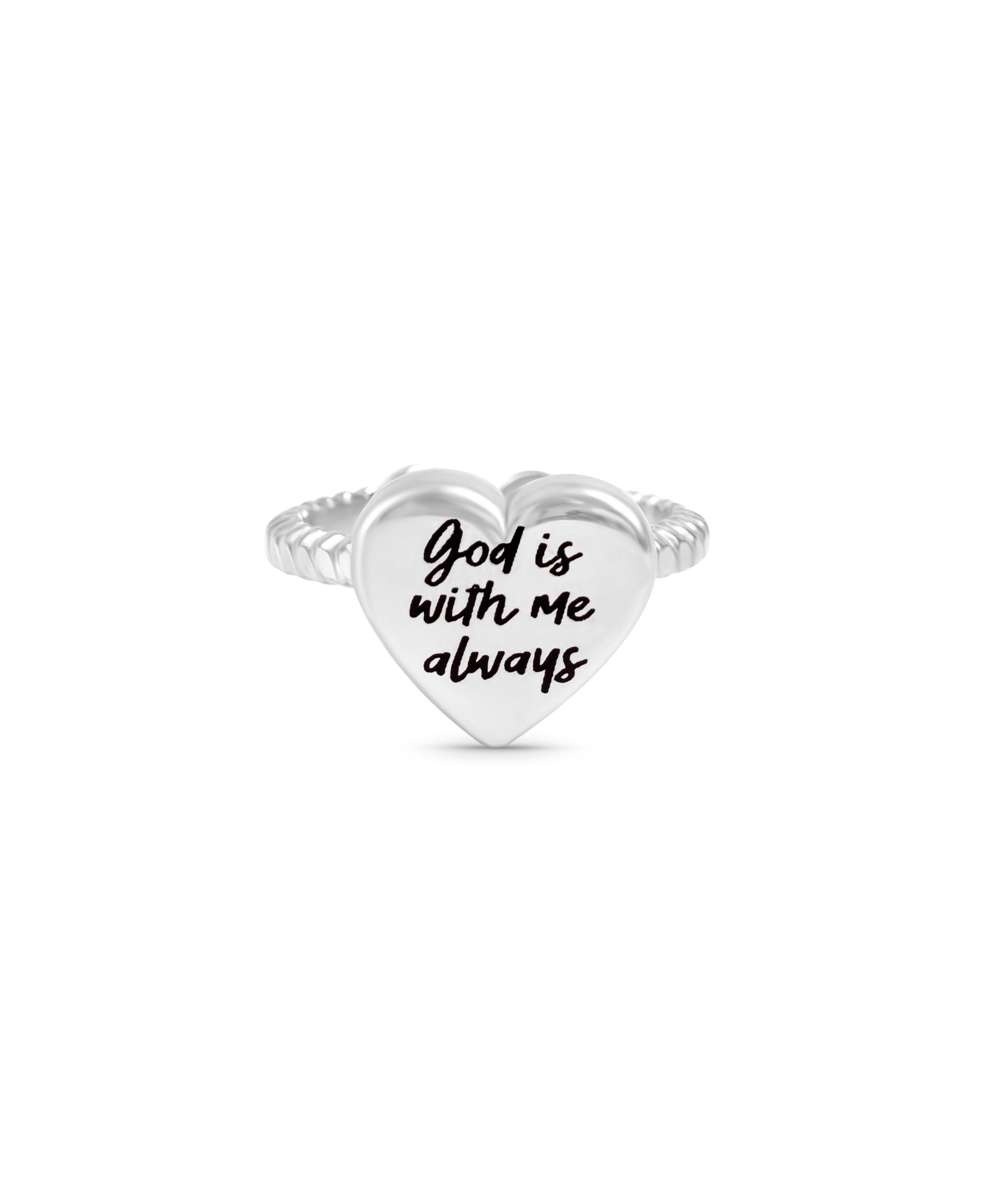 God is With Me Stainless Heart Ring