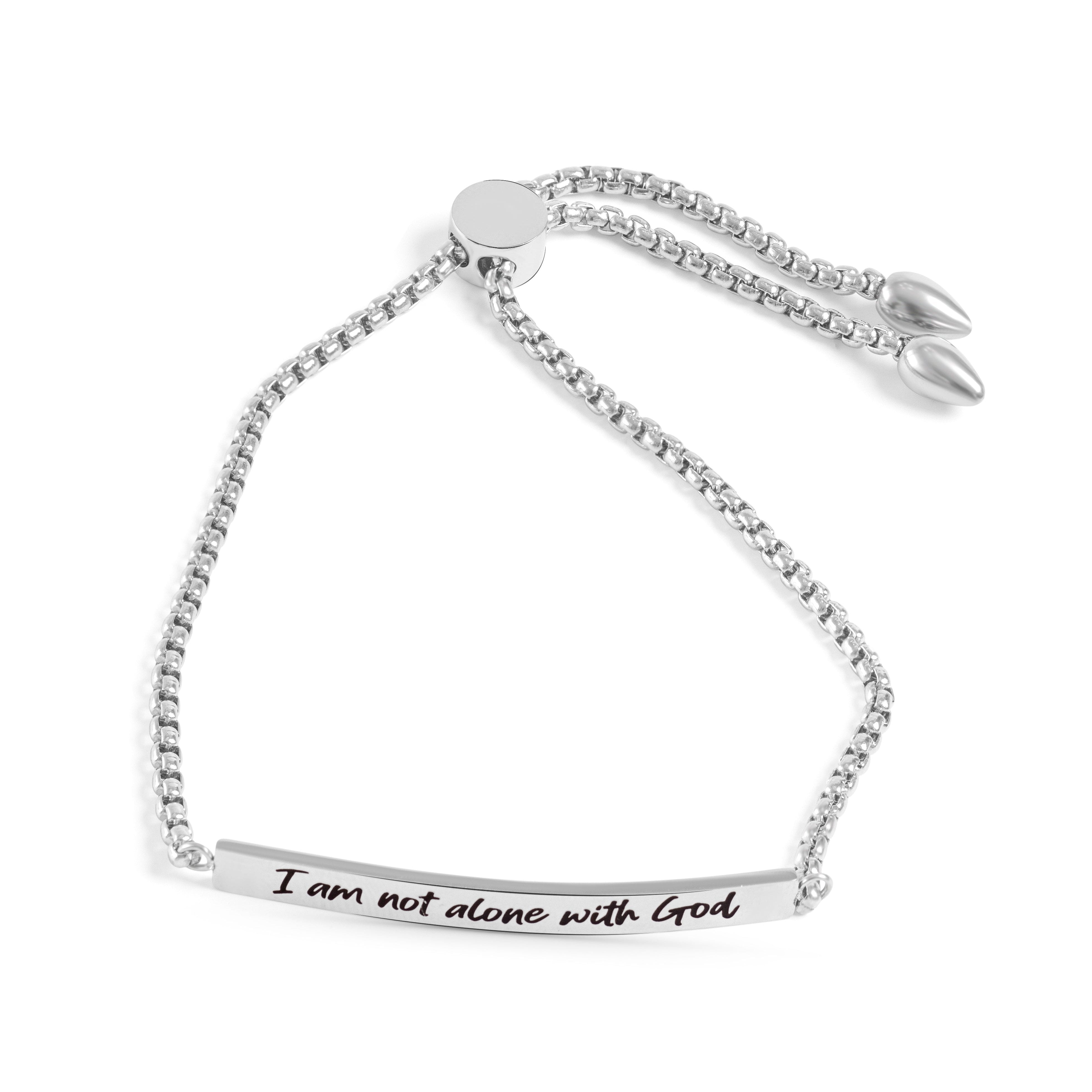 I Am Not Alone Stainless Bar Drawstring Bracelet