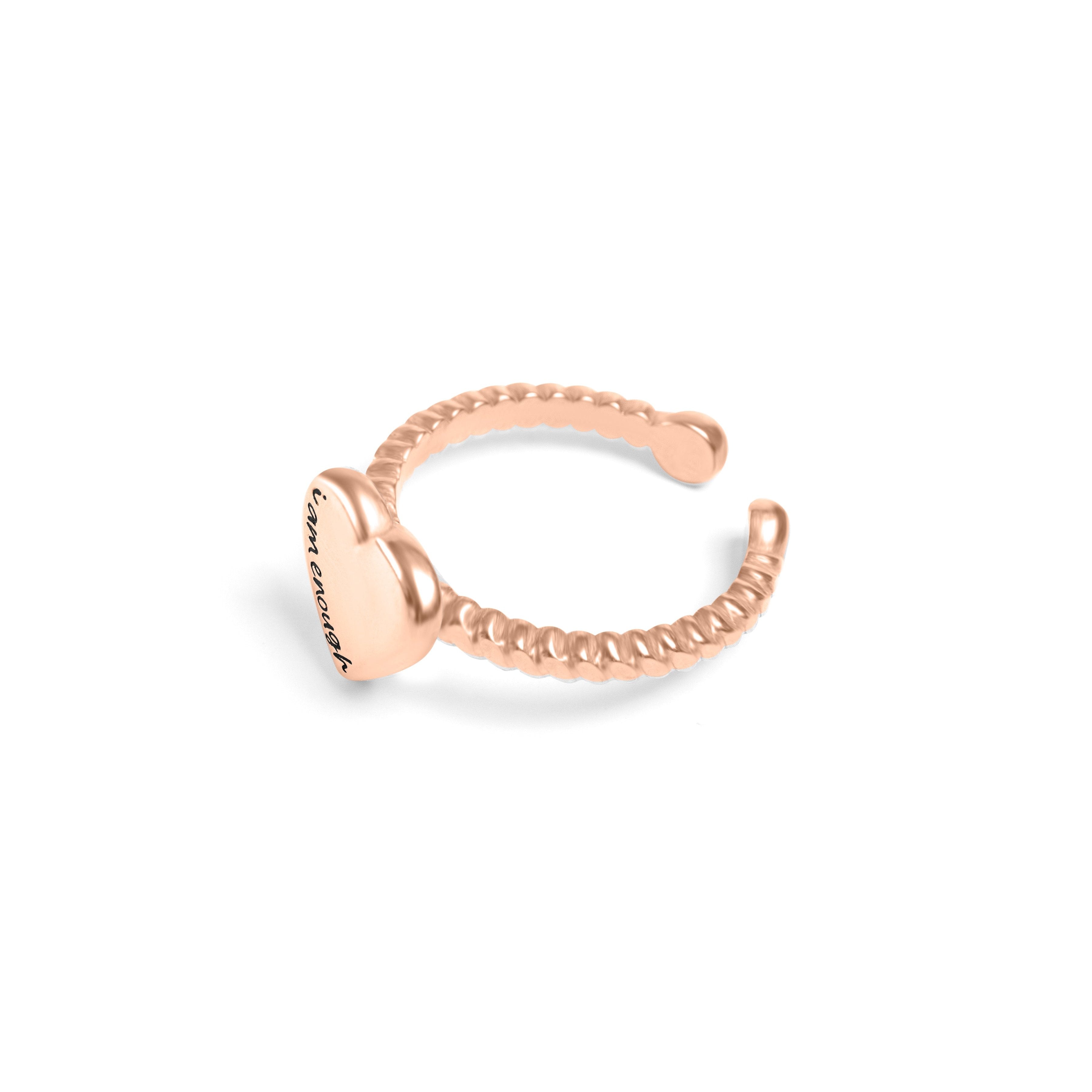 Rose Gold I Am Enough Heart Ring