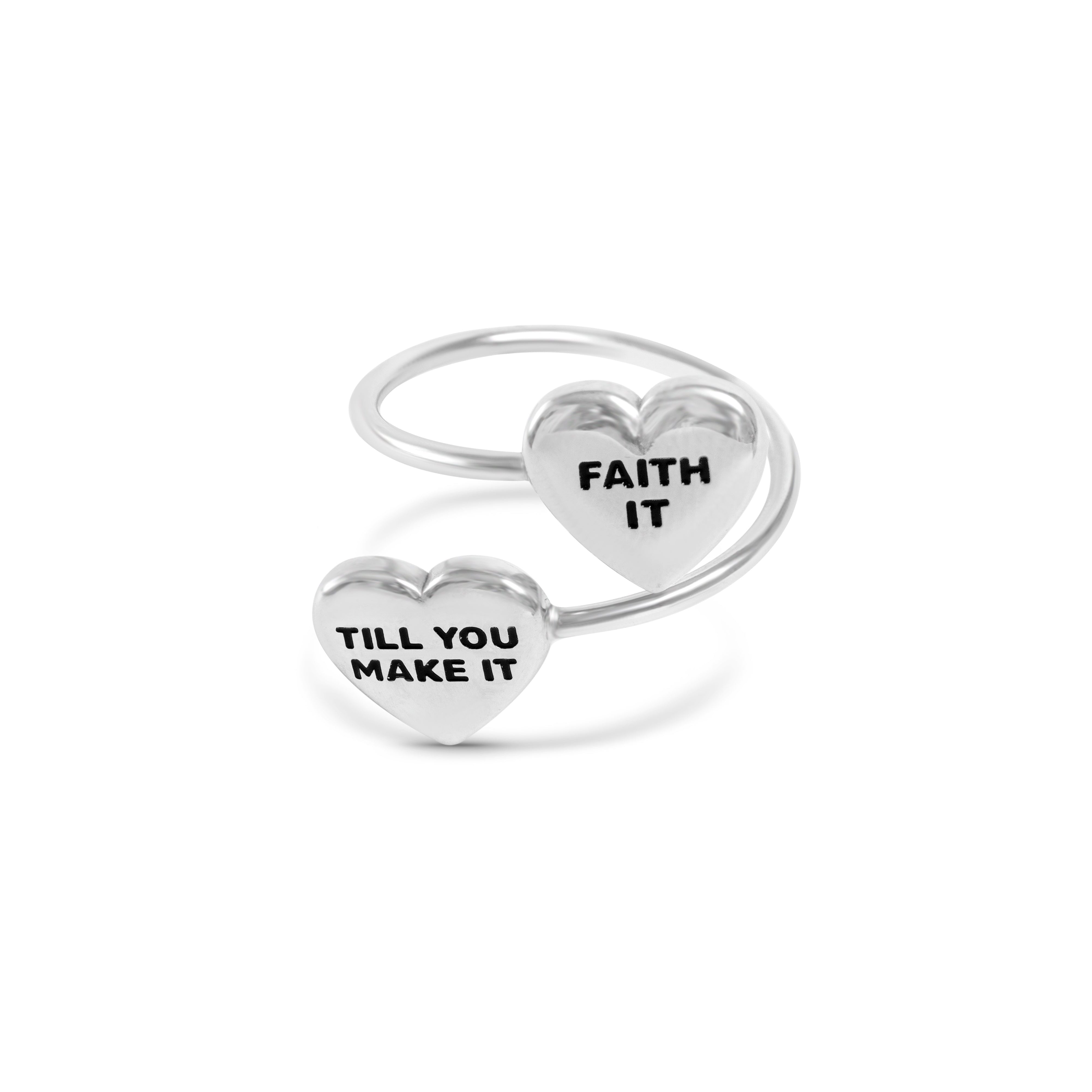 Faith It Heart Twist Ring