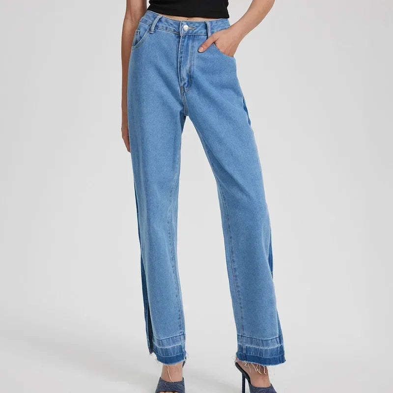 High Rise Slit Jeans