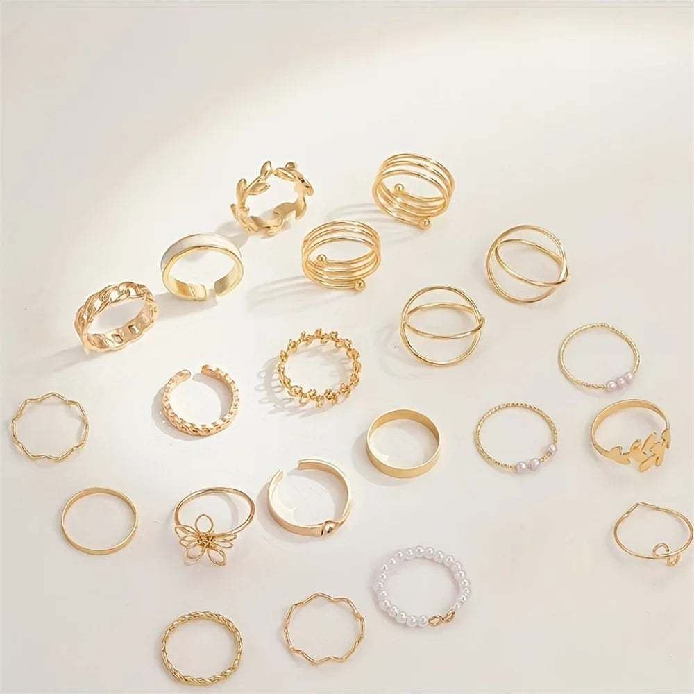 Leaf Stackable Rings Set (21 Pieces/Set)