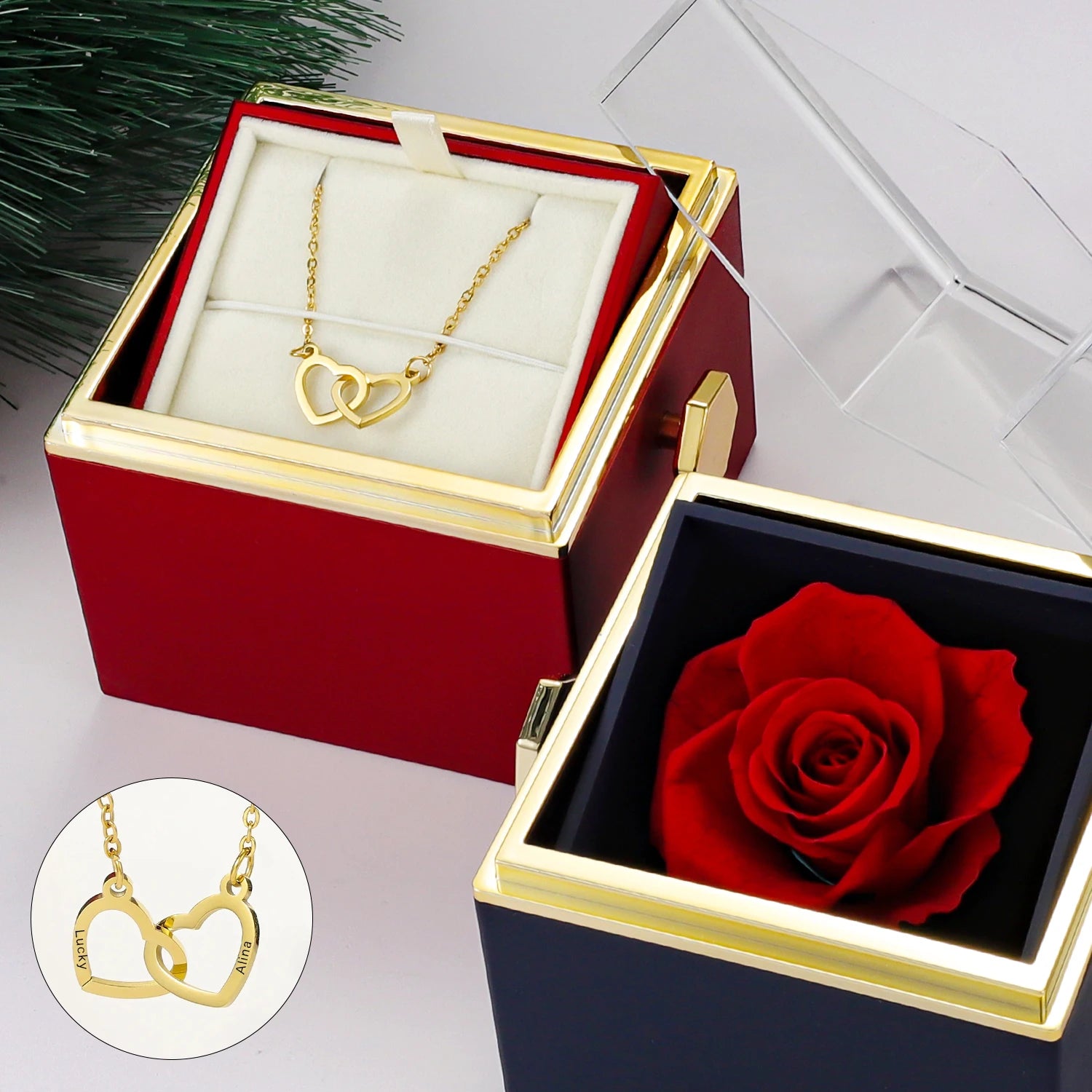 Rose and Necklace Gift Jewelry Box