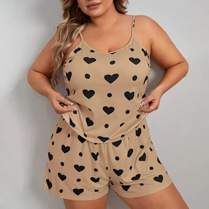 Plus Size Heart Nightwear Set (8 Colors)