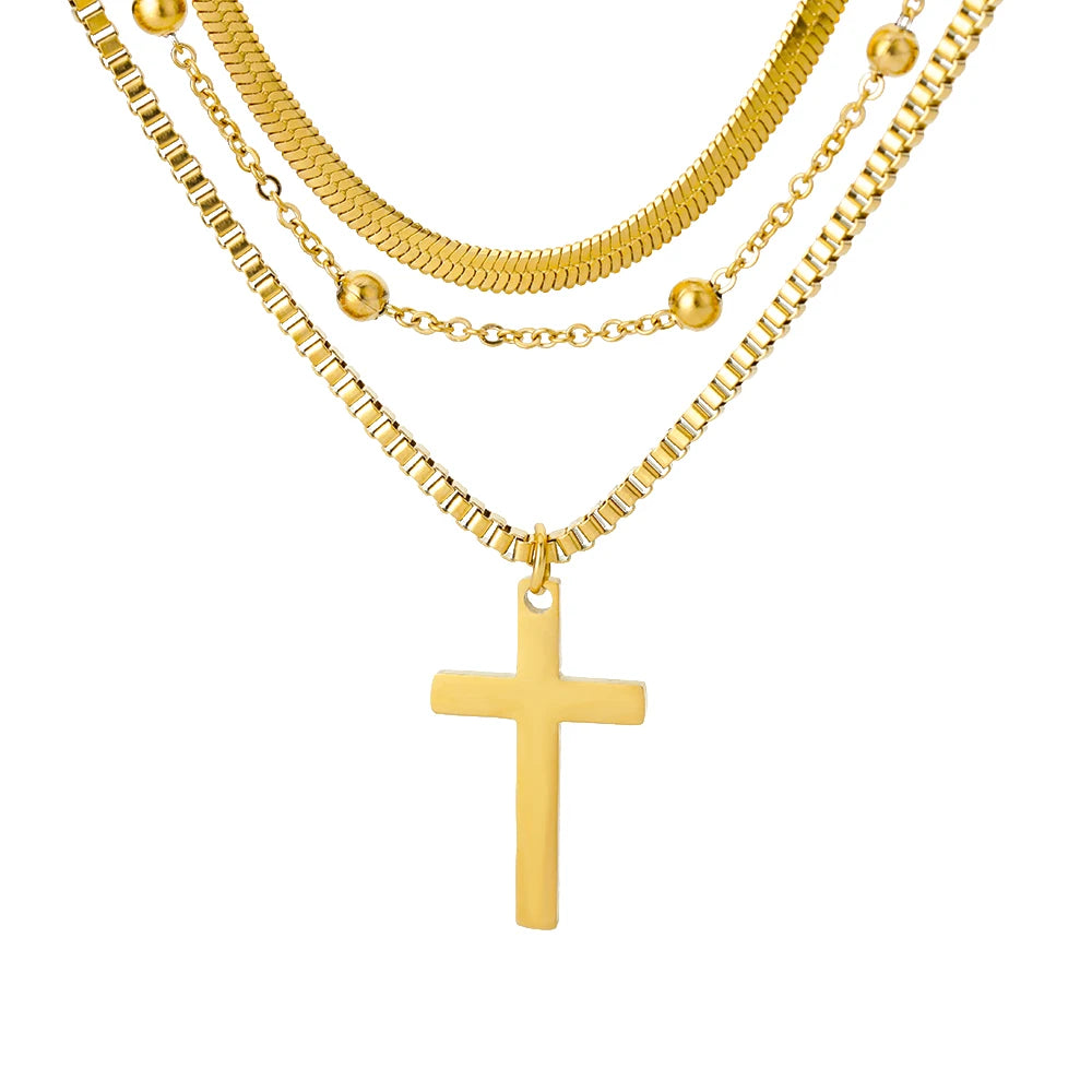 Multi Layer Cross Necklace