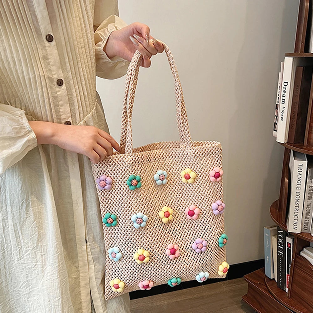 Floral Straw Beach Bag