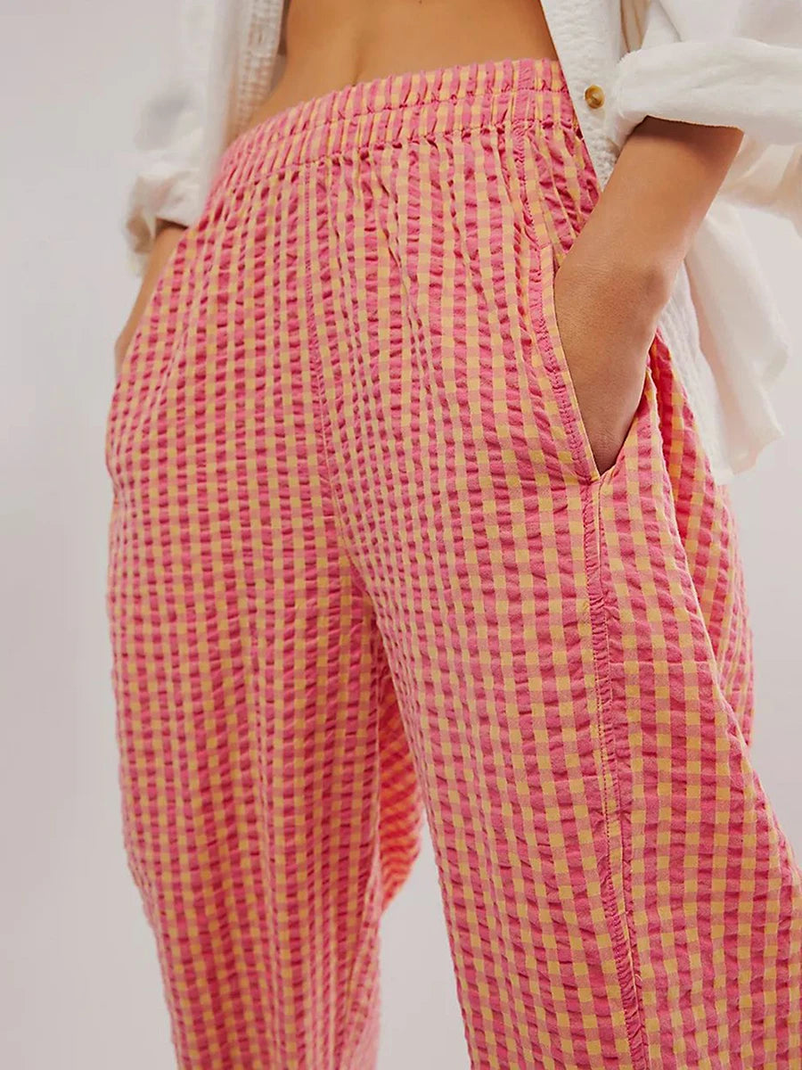 Patterned Straight Cut Trousers