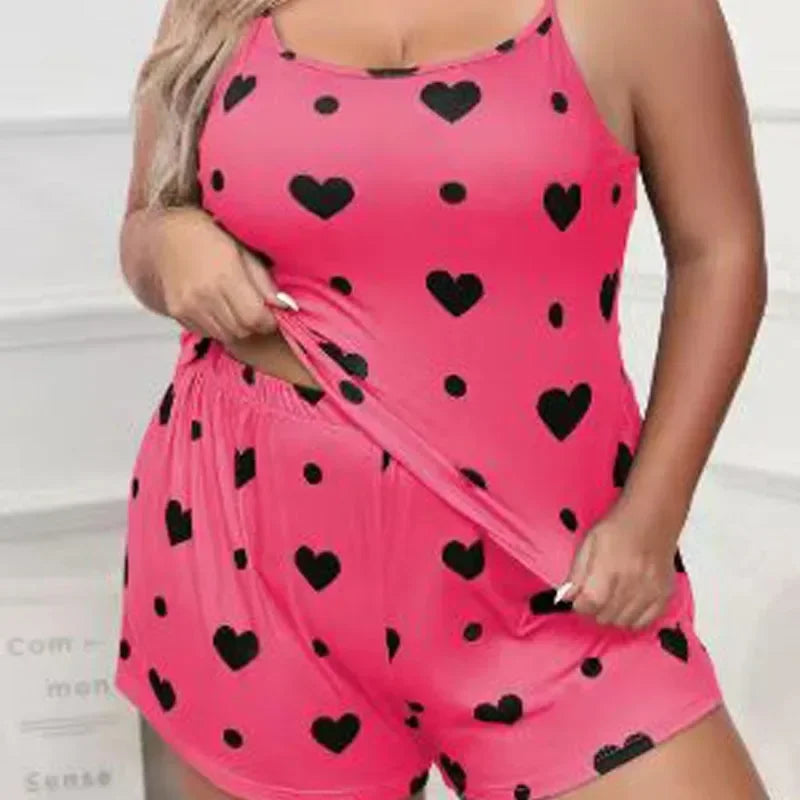 Plus Size Heart Nightwear Set (8 Colors)