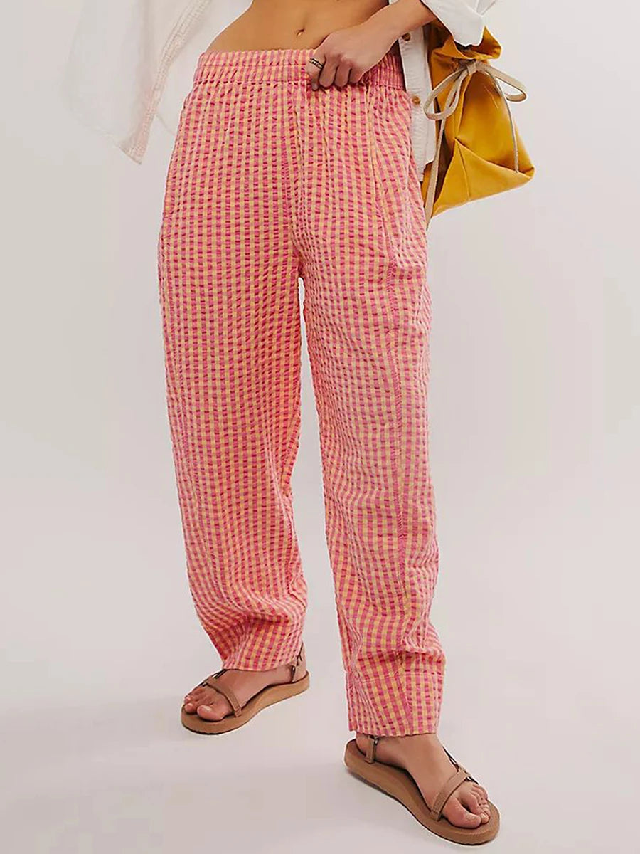 Patterned Straight Cut Trousers