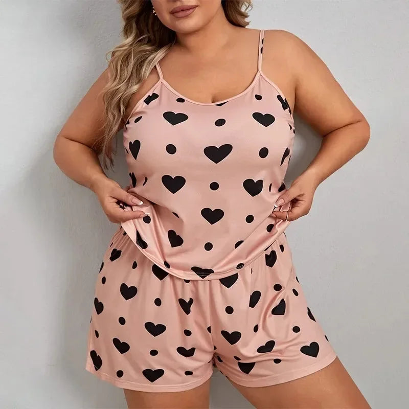 Plus Size Heart Nightwear Set (8 Colors)