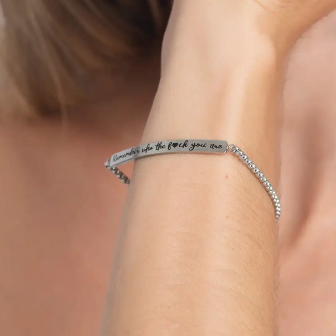 Remember Who Stainless Bar Drawstring Bracelet - Exclusive Price