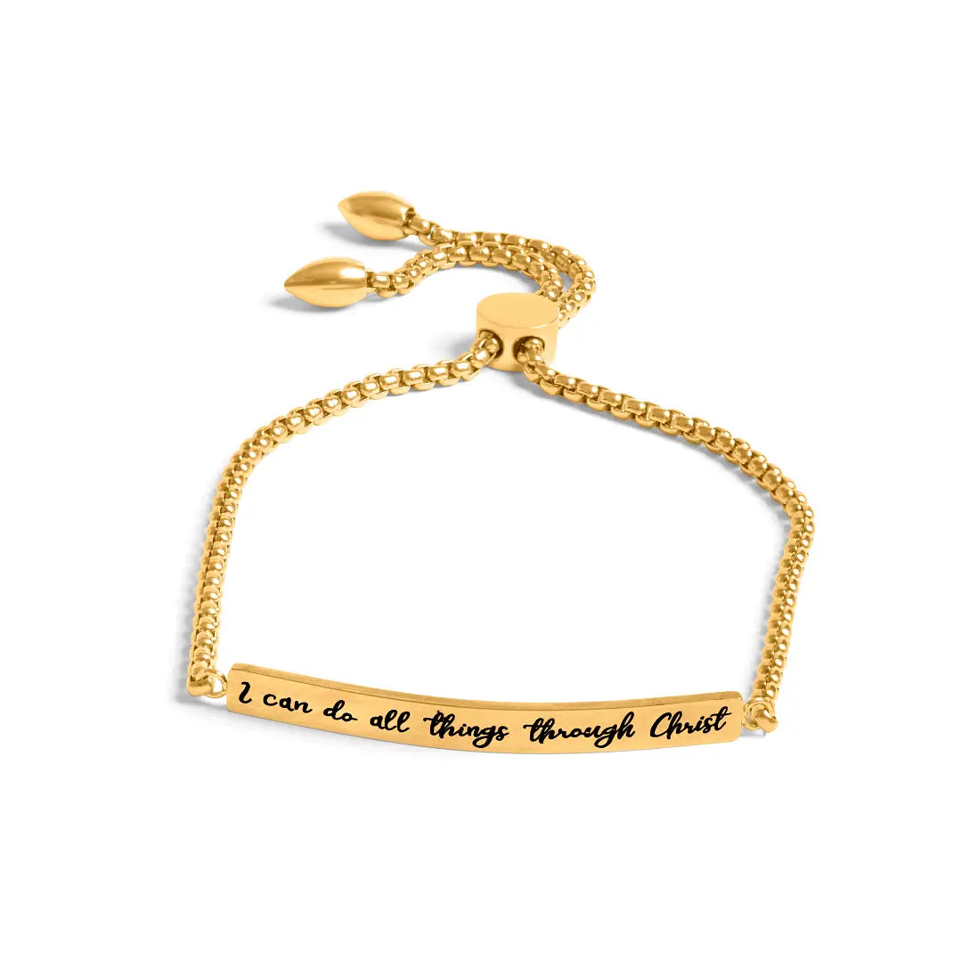 I Can Do All Things Gold Bar Drawstring Bracelet - Exclusive Price