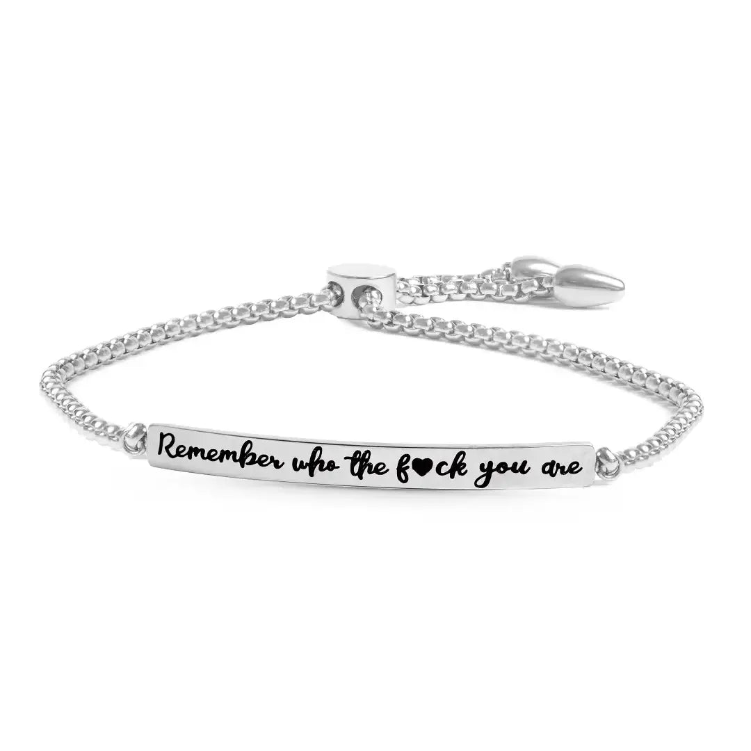 Remember Who Stainless Bar Drawstring Bracelet - Exclusive Price