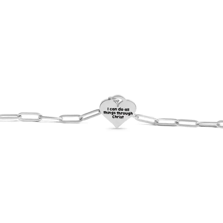 I Can Do All Things Heart Paperclip Bracelet - Exclusive Price