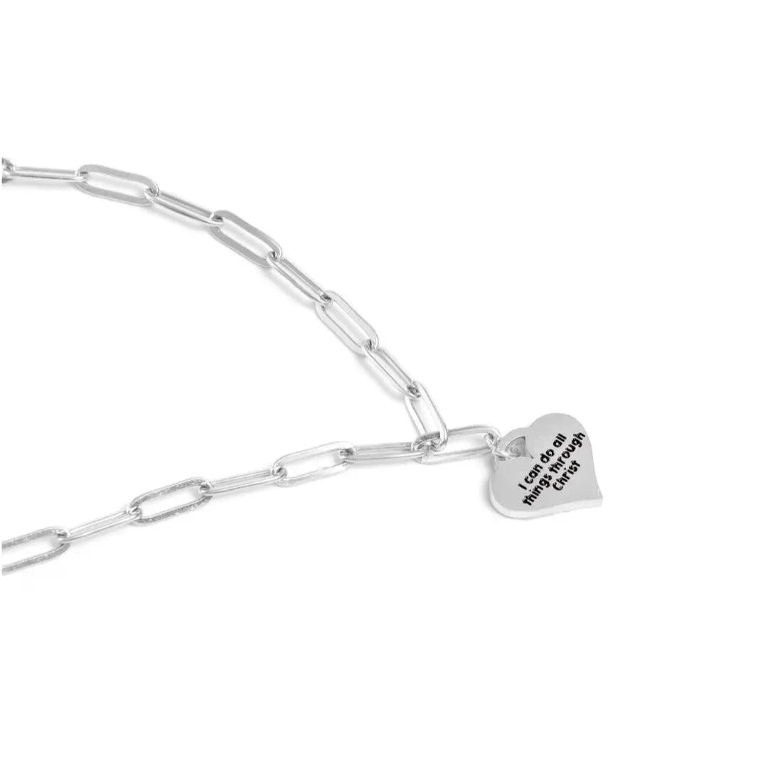 I Can Do All Things Heart Paperclip Bracelet - Exclusive Price