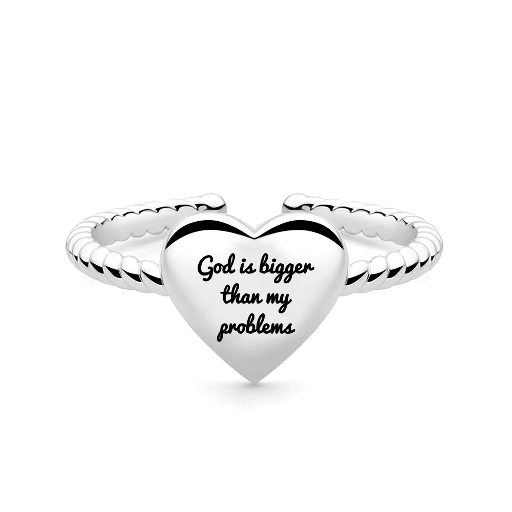 God is Bigger Stainless Heart Ring