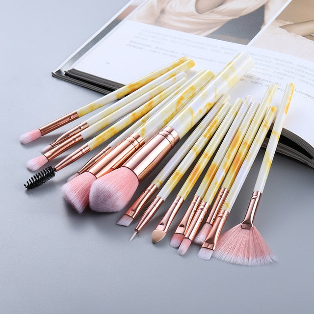 Marble Brush Set (15 Pieces/Set) (6 Colors)