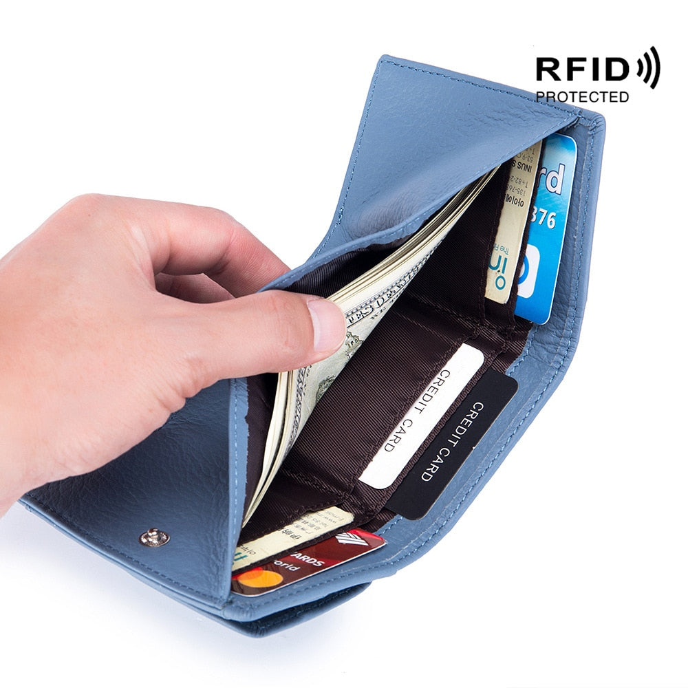 RFID Genuine Leather Mini Wallet (9 Colors)