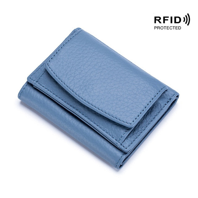 RFID Genuine Leather Mini Wallet (9 Colors)