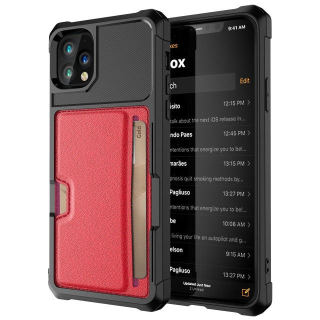 iPhone Leather Case with Card Holder (5 Variants)