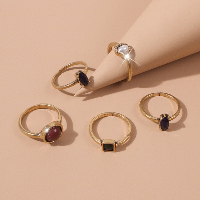 Stone Ring Set (6 Pieces/Set)